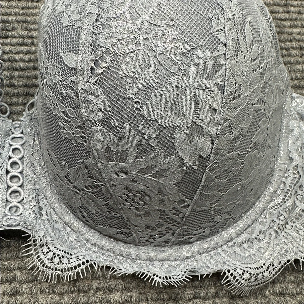 Victoria’s Secret Shimmer Lace Underwire Bra 38DDD 38F Dusty Blue-ish Gray - Picture 2 of 10